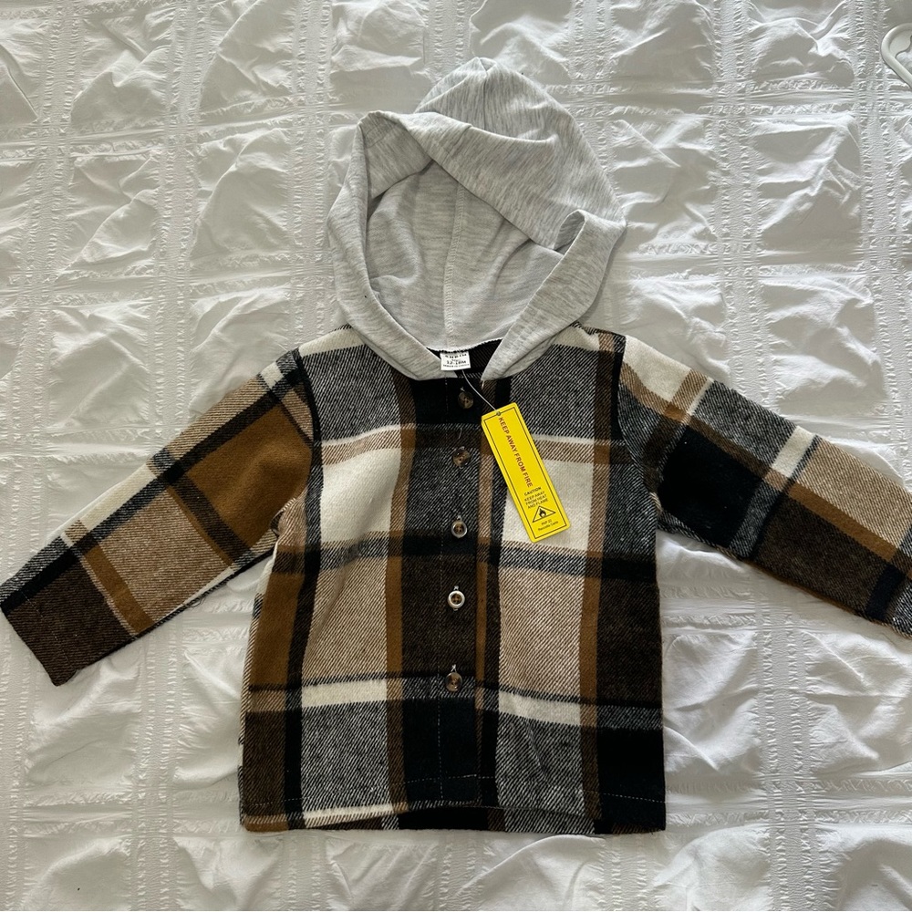 SHEIN Flannel “Hoodie”  Size 12-18 Months NWT
